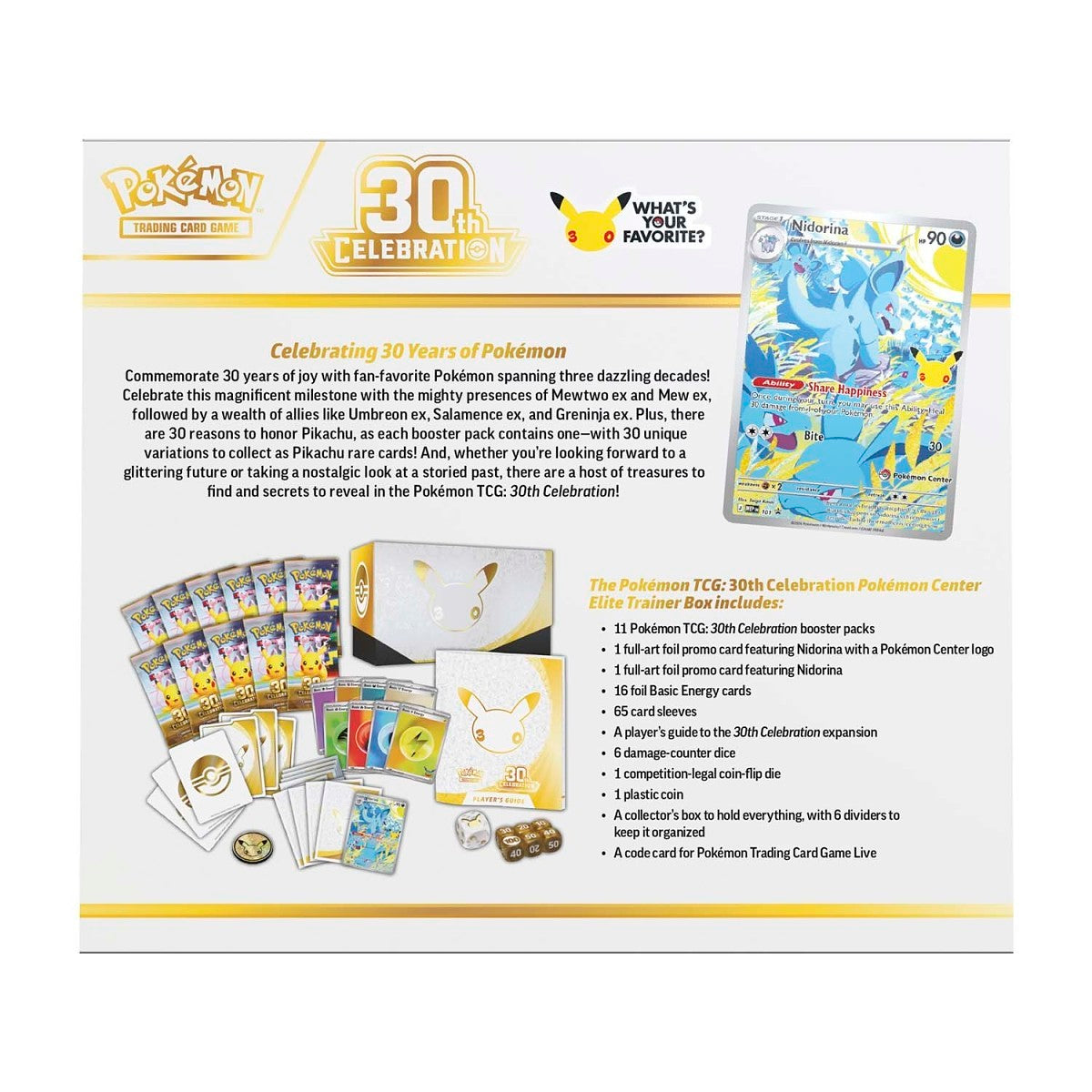 Pokémon TCG 30th Celebration Elite Trainer Box (ETB) – 30th Anniversary, English, Factory Sealed